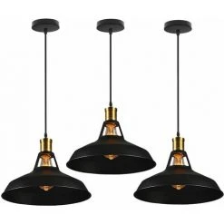 Remise ⭐ IDEGU 3 Rétro Luminaires Suspensions Vintage Ø27 Cm,lustre Abat-jour Style Industriel Métal , Plafonnier Vintage éclairage Intérieur, Lampe Cuisine Salon Salle à Manger Chambre,noir 👍