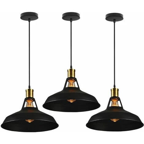 Remise ⭐ IDEGU 3 Rétro Luminaires Suspensions Vintage Ø27 Cm,lustre Abat-jour Style Industriel Métal , Plafonnier Vintage éclairage Intérieur, Lampe Cuisine Salon Salle à Manger Chambre,noir 👍 1 Remise ⭐ IDEGU 3 Rétro Luminaires Suspensions Vintage Ø27 Cm,lustre Abat-jour Style Industriel Métal , Plafonnier Vintage éclairage Intérieur, Lampe Cuisine Salon Salle à Manger Chambre,noir 👍