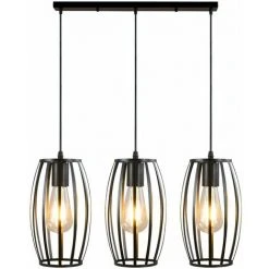 Meilleure affaire 😍 IDEGU 3 Lampes Suspension Luminaire Vintage Lustre Style Geometrique Lampe Suspendue En Forme De Cage Pour Chambre à Coucher, Salon, Salle à Manger, Cuisine , Noir 🧨