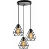 Meilleure vente ⭐ IDEGU Lustre Suspension Industriel Cage Forme Diamant Ø20cm Noir, Lustre Abat-Jour Eclairage De Plafond 3 Edison Culot E27 Lampe Pour Salon Salle à Manger Cuisine Restaurant,Noir ✨