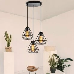 Meilleure vente ⭐ IDEGU Lustre Suspension Industriel Cage Forme Diamant Ø20cm Noir, Lustre Abat-Jour Eclairage De Plafond 3 Edison Culot E27 Lampe Pour Salon Salle à Manger Cuisine Restaurant,Noir ✨ 6 Meilleure vente ⭐ IDEGU Lustre Suspension Industriel Cage Forme Diamant Ø20cm Noir, Lustre Abat-Jour Eclairage De Plafond 3 Edison Culot E27 Lampe Pour Salon Salle à Manger Cuisine Restaurant,Noir ✨ -Suspension Soldes 16269165 3