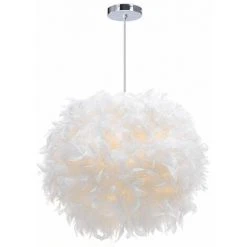 Meilleure vente ❤️ IDEGU Lustre Suspension Ø 30cm Lustre Plume Blanche Suspension Luminaire Pour Chambre 🎉