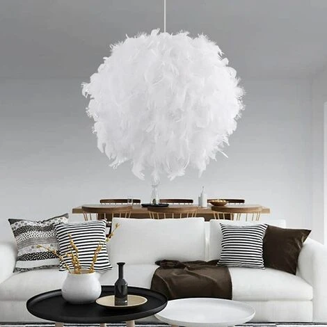 Meilleure vente ❤️ IDEGU Lustre Suspension Ø 30cm Lustre Plume Blanche Suspension Luminaire Pour Chambre 🎉 3 Meilleure vente ❤️ IDEGU Lustre Suspension Ø 30cm Lustre Plume Blanche Suspension Luminaire Pour Chambre 🎉 – Image 3