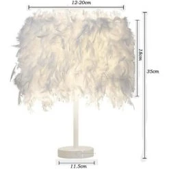 Nouveau 👏 IDEGU Lot De 2 Luminaire Plume , Lampe De Chevet, Lampe De Table Moderne , Commutateur De Bouton , Support De E27 , Décoration De Maison Chambre, Blanc ✔️ -Suspension Soldes 16269258 4
