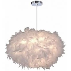Tout neuf 🎁 IDEGU Lustre Suspension Ø 45cm Lustre Plume Blanche Suspension Luminaire Pour Chambre 👍