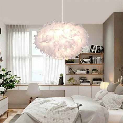Tout neuf 🎁 IDEGU Lustre Suspension Ø 45cm Lustre Plume Blanche Suspension Luminaire Pour Chambre 👍 2 Tout neuf 🎁 IDEGU Lustre Suspension Ø 45cm Lustre Plume Blanche Suspension Luminaire Pour Chambre 👍 – Image 2