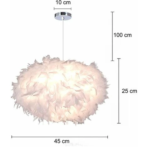 Tout neuf 🎁 IDEGU Lustre Suspension Ø 45cm Lustre Plume Blanche Suspension Luminaire Pour Chambre 👍 3 Tout neuf 🎁 IDEGU Lustre Suspension Ø 45cm Lustre Plume Blanche Suspension Luminaire Pour Chambre 👍 – Image 3