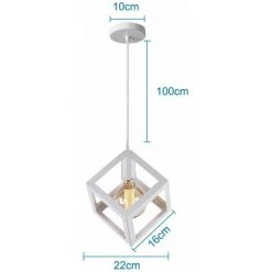 Sortie ✨ IDEGU Suspension Luminaire Moderne Lustre Forme Cube Lampe De Plafon De Style Géométrique En Métal E27 Plafonnier Pour Chambre Salon Restaurant - 16CM, Blanc ❤️ -Suspension Soldes 16269279 3