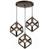 Vente flash ✨ IDEGU 3 Lumières Suspension Luminaire Industrielle Lustre Plafonniers Design Géométrique Métal Suspension E27 Lampe En Forme De Cube Suspension Pour Salon Maison - 16CM, Rouille 🛒
