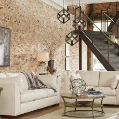 Vente flash ✨ IDEGU 3 Lumières Suspension Luminaire Industrielle Lustre Plafonniers Design Géométrique Métal Suspension E27 Lampe En Forme De Cube Suspension Pour Salon Maison - 16CM, Rouille 🛒 -Suspension Soldes 16269389 2