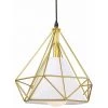 Vente flash 👏 IDEGU Lampes De Plafond Abat-Jour En Fer Forme Diamant, Lampe Suspension Lustre Cage Avec Douille Eclairage Style Industrielle Doré (sans Ampoule) ⭐