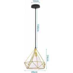 Vente flash 👏 IDEGU Lampes De Plafond Abat-Jour En Fer Forme Diamant, Lampe Suspension Lustre Cage Avec Douille Eclairage Style Industrielle Doré (sans Ampoule) ⭐ 8 Vente flash 👏 IDEGU Lampes De Plafond Abat-Jour En Fer Forme Diamant, Lampe Suspension Lustre Cage Avec Douille Eclairage Style Industrielle Doré (sans Ampoule) ⭐ -Suspension Soldes 16269931 4