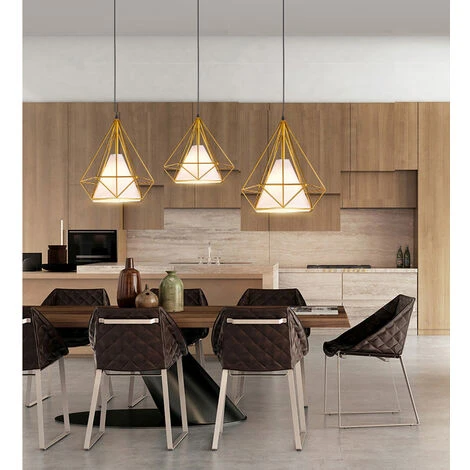 Vente flash 👏 IDEGU Lampes De Plafond Abat-Jour En Fer Forme Diamant, Lampe Suspension Lustre Cage Avec Douille Eclairage Style Industrielle Doré (sans Ampoule) ⭐ 5 Vente flash 👏 IDEGU Lampes De Plafond Abat-Jour En Fer Forme Diamant, Lampe Suspension Lustre Cage Avec Douille Eclairage Style Industrielle Doré (sans Ampoule) ⭐ – Image 5