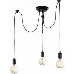 De gros ✔️ IDEGU Moderne Et Rétro Lustre Suspension, 3 Bras Suspension Luminaire DIY Créatif Lustre Araignee Ajustable 150CM Vintage Lampe De Plafond Avec E27 Douille, Noir, 3 Lumières 👍