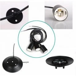 De gros ✔️ IDEGU Moderne Et Rétro Lustre Suspension, 3 Bras Suspension Luminaire DIY Créatif Lustre Araignee Ajustable 150CM Vintage Lampe De Plafond Avec E27 Douille, Noir, 3 Lumières 👍 -Suspension Soldes 16270490 4