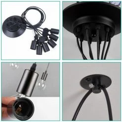 Offres ✨ IDEGU Moderne Et Rétro Lustre Suspension, 6 Bras Suspension Luminaire DIY Créatif Lustre Araignee Ajustable 200CM Vintage Lampe De Plafond Avec E27 Douille, Noir, 6 Lumières ⌛ -Suspension Soldes 16270502 4