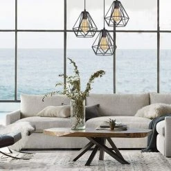 Meilleure vente ⭐ IDEGU Lustre Suspension Luminaire 3 Lampes Barre Industrielle Plafonnier Rétro En Métal Suspension Abat-Jour Design Cage E27 Lampe De Plafond Pour Salon Salle à Manger Cuisine - Ø20cm, Noir 😀 -Suspension Soldes 16270553 3