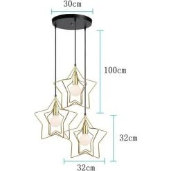 Grosses soldes ✨ IDEGU 3 Lumières Lustre Suspension Moderne Suspension Luminaire Étoile Lampe De Plafond E27 Métal Plafonnier Luminaire Avec Avec Plaque De Plafond, 32cm, Or 🎉 -Suspension Soldes 16270557 4
