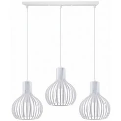Vente flash 😍 IDEGU Suspensions à 3 Cage En Métal Style Vintage Industriel Ø20cm, Lampe Au Plafond Pour Cuisine Salon Salle à Manger Chambre - Blanc ✔️