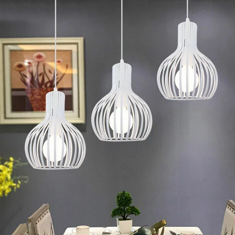 Vente flash 😍 IDEGU Suspensions à 3 Cage En Métal Style Vintage Industriel Ø20cm, Lampe Au Plafond Pour Cuisine Salon Salle à Manger Chambre - Blanc ✔️ 2 Vente flash 😍 IDEGU Suspensions à 3 Cage En Métal Style Vintage Industriel Ø20cm, Lampe Au Plafond Pour Cuisine Salon Salle à Manger Chambre - Blanc ✔️ – Image 2