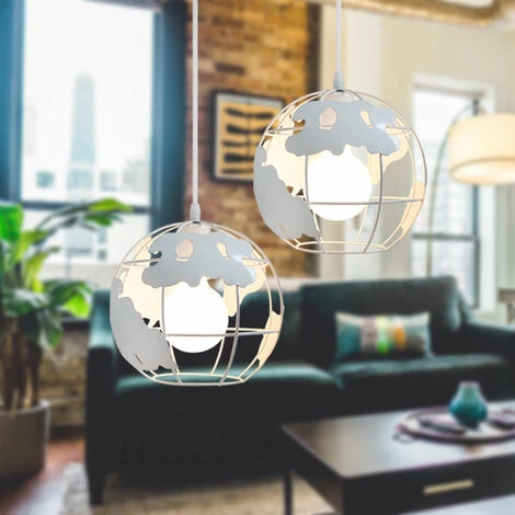 Meilleure affaire đ„ IDEGU Suspension Luminaires Industrielle Cage Sphère Ø20cm , Lustre Plafonniers Lampe Cuisine Salon Salle à Manger Chambre, E27 Blanc â 3 Meilleure affaire đ„ IDEGU Suspension Luminaires Industrielle Cage Sphère Ø20cm , Lustre Plafonniers Lampe Cuisine Salon Salle à Manger Chambre, E27 Blanc â â Image 3