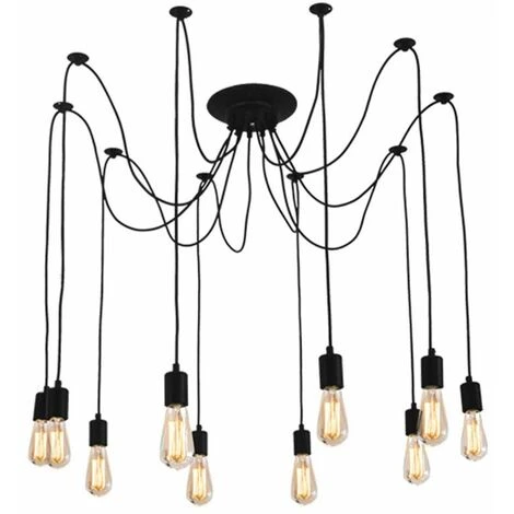 Remise 🤩 IDEGU Moderne Et Rétro Lustre Suspension, 10 Bras Suspension Luminaire DIY Créatif Lustre Araignee Ajustable 200CM Vintage Lampe De Plafond Avec E27 Douille, Noir, 6 Lumières ⌛ 1 Remise 🤩 IDEGU Moderne Et Rétro Lustre Suspension, 10 Bras Suspension Luminaire DIY Créatif Lustre Araignee Ajustable 200CM Vintage Lampe De Plafond Avec E27 Douille, Noir, 6 Lumières ⌛