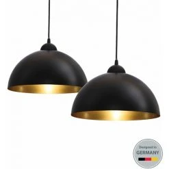 Meilleure vente 😀 B.K.LICHT Suspension Design Lustre Vintage Noir-doré Luminaire Plafond Cuisine Lot De 2 E27 👏 -Suspension Soldes 16358210 2