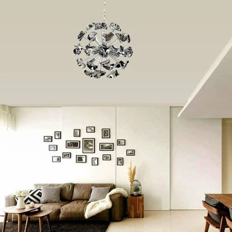 De gros 👏 AUTRE Lustre Suspension Boule Design En Métal Chromé Plafonnier Suspendu 4 Lumières 🔥 2 De gros 👏 AUTRE Lustre Suspension Boule Design En Métal Chromé Plafonnier Suspendu 4 Lumières 🔥 – Image 2