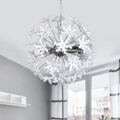 Meilleure vente ⭐ AUTRE Suspension Lustre Blanc Luminaire Plafond D'interieur Boule Blanche 4 Lumières ⌛
