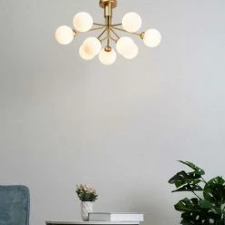 Top 10 👏 KOSILUM Lustre élégant Doré à 9 Boules - Audrey - Laiton Et Blanc ✔️