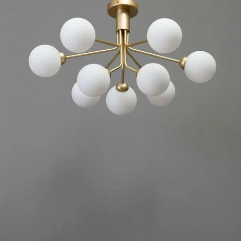 Top 10 👏 KOSILUM Lustre élégant Doré à 9 Boules - Audrey - Laiton Et Blanc ✔️ 3 Top 10 👏 KOSILUM Lustre élégant Doré à 9 Boules - Audrey - Laiton Et Blanc ✔️ – Image 3