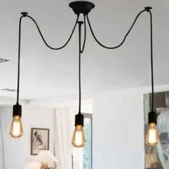 De gros ✔️ AXHUP Suspension Luminaire Industrielle Pendentif Lustre Araignée DIY Eclairage Décoration Noir ✨