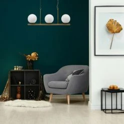 Budget ⭐ Relaxdays Lampe Pour Table à Manger GLOBI, 3 Ampoules, Lustre Fer, 3 Boules Blanc Opale, E14, 81,5 X 91, 5 X 19 Cm, Doré 🥰 -Suspension Soldes 17025673 4