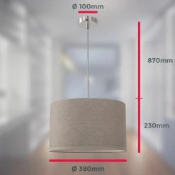 Sortie 🌟 B.K.LICHT Suspension Textile éclairage Plafond Abat-jour Taupe Salon Salle à Manger Douille E27 ✔️ -Suspension Soldes 17769874 3