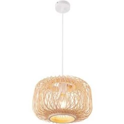 Bon marché 🎉 ETC-SHOP Suspension Plafonnier Tresse De Bambou Couleur Naturelle Salon Salle à Manger Suspension Lampe Boule 🎉