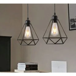 Coupon ⌛ STOEX Suspension Cage Forme Diamant Noir Contemporain Corde Ajustable Luminaire Salle à Manger, Bar, Salon , Noir ✨ 7 Coupon ⌛ STOEX Suspension Cage Forme Diamant Noir Contemporain Corde Ajustable Luminaire Salle à Manger, Bar, Salon , Noir ✨ -Suspension Soldes 19292266 3