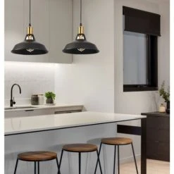 Le moins cher 🧨 Lustre Suspension Industrielle Vintage E27 Lampe Plafonniers Stoex Retro Abat-jour Pour Cuisine Salle à Manger Salon Chambre Restaurant - Noir 🤩 -Suspension Soldes 19304427 4
