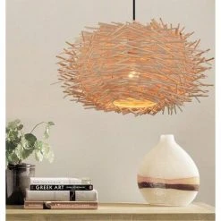 Tout neuf ⌛ BARCELONA LED Suspension En Osier "CACTUS" ✨