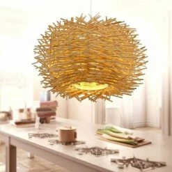 Tout neuf ⌛ BARCELONA LED Suspension En Osier "CACTUS" ✨ -Suspension Soldes 19310194 3