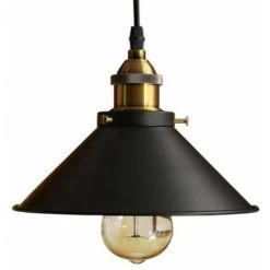 Grosses soldes ⌛ STOEX Vintage Lustre Suspension Industrielle Lampe De Plafond 22cm Abat-Jour E27 Noir 🌟