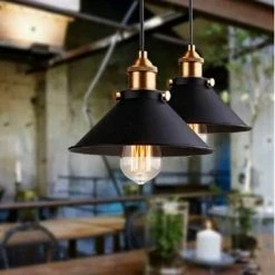 Grosses soldes ⌛ STOEX Vintage Lustre Suspension Industrielle Lampe De Plafond 22cm Abat-Jour E27 Noir 🌟 -Suspension Soldes 19510040 3