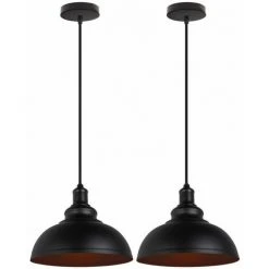 Budget 🎁 IDEGU Métal Retro Suspensions, Lustre Abat-jour Luminaire 29cm Style Vintage Rétro Métal Câble Réglable Pour Salon Cuisine Salle à Manger Restaurant - 2 Pack Noir 👏