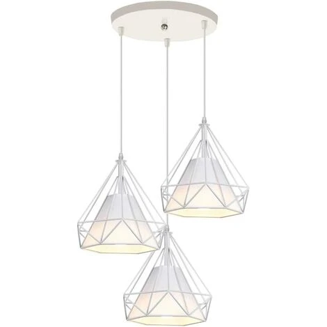 Meilleure vente ⌛ IDEGU 3 Lumières Lustre Suspension Vintage Plafonnier Cage En Métal Rétro E27 Lampe Suspension Forme Diamant Avec Abat-jour En Tissu,Support Disque, Blanc - Blanc 👍 1 Meilleure vente ⌛ IDEGU 3 Lumières Lustre Suspension Vintage Plafonnier Cage En Métal Rétro E27 Lampe Suspension Forme Diamant Avec Abat-jour En Tissu,Support Disque, Blanc - Blanc 👍