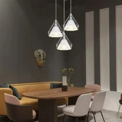 Meilleure vente ⌛ IDEGU 3 Lumières Lustre Suspension Vintage Plafonnier Cage En Métal Rétro E27 Lampe Suspension Forme Diamant Avec Abat-jour En Tissu,Support Disque, Blanc - Blanc 👍 6 Meilleure vente ⌛ IDEGU 3 Lumières Lustre Suspension Vintage Plafonnier Cage En Métal Rétro E27 Lampe Suspension Forme Diamant Avec Abat-jour En Tissu,Support Disque, Blanc - Blanc 👍 -Suspension Soldes 19764043 3