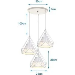 Meilleure vente ⌛ IDEGU 3 Lumières Lustre Suspension Vintage Plafonnier Cage En Métal Rétro E27 Lampe Suspension Forme Diamant Avec Abat-jour En Tissu,Support Disque, Blanc - Blanc 👍 7 Meilleure vente ⌛ IDEGU 3 Lumières Lustre Suspension Vintage Plafonnier Cage En Métal Rétro E27 Lampe Suspension Forme Diamant Avec Abat-jour En Tissu,Support Disque, Blanc - Blanc 👍 -Suspension Soldes 19764043 4