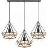 Acheter 🎁 IDEGU Suspension Cage En Fer Forme Diamant Avec Douille Eclairage E27 Lustre Luminaire Corde De Chanvre Pour Décor Restaurant Salle Chambre - Noir 😀