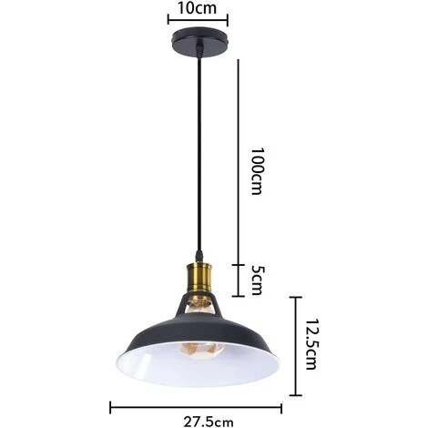 Budget ✔️ STOEX Lustre Suspension Industrielle Vintage E27 LED Lampe Plafonniers Retro Abat-jour Pour Cuisine Salle à Manger Salon Chambre Restaurant, Noir Avec Blanc 🛒 5 Budget ✔️ STOEX Lustre Suspension Industrielle Vintage E27 LED Lampe Plafonniers Retro Abat-jour Pour Cuisine Salle à Manger Salon Chambre Restaurant, Noir Avec Blanc 🛒 – Image 5