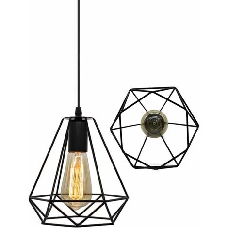 Remise ⌛ STOEX Suspension Industrielle Vintage Cage Dimant, Lampe De Plafond Barre 3 Luminaire Métal Lustre Abat-Jour E27 Noir 💯 5 Remise ⌛ STOEX Suspension Industrielle Vintage Cage Dimant, Lampe De Plafond Barre 3 Luminaire Métal Lustre Abat-Jour E27 Noir 💯 – Image 5