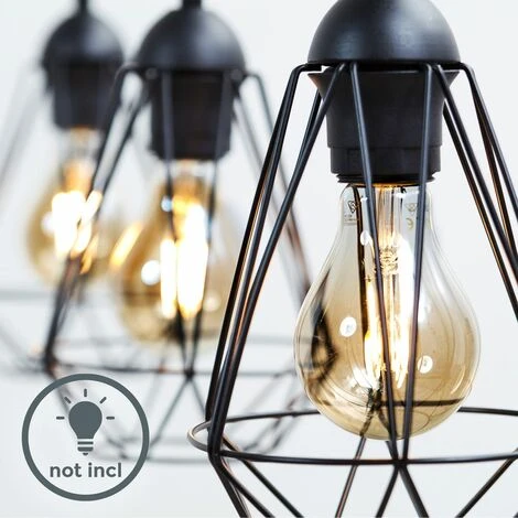 Nouveau 👏 B.K.LICHT Suspension Métal Trio Design Rétro éclairage Style Industriel Vintage Pour Ampoule E27 Max. 40W ⌛ 3 Nouveau 👏 B.K.LICHT Suspension Métal Trio Design Rétro éclairage Style Industriel Vintage Pour Ampoule E27 Max. 40W ⌛ – Image 3
