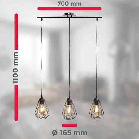 Nouveau 👏 B.K.LICHT Suspension Métal Trio Design Rétro éclairage Style Industriel Vintage Pour Ampoule E27 Max. 40W ⌛ 5 Nouveau 👏 B.K.LICHT Suspension Métal Trio Design Rétro éclairage Style Industriel Vintage Pour Ampoule E27 Max. 40W ⌛ – Image 5